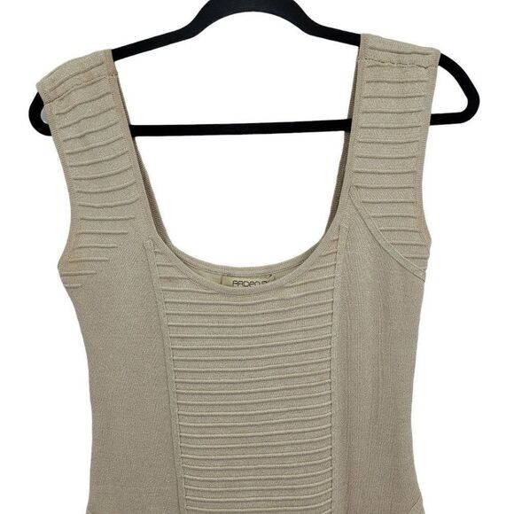 Vtg Y2K Arden B. Dress Knit Bodycon Gold Metallic Flecked Rib Stripe Detail Sz L - Picture 5 of 9